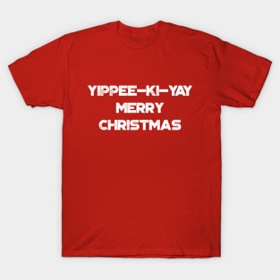 Yippee-Ki-Yay Merry Christmas Funny Vintage Retro (White) T-Shirt